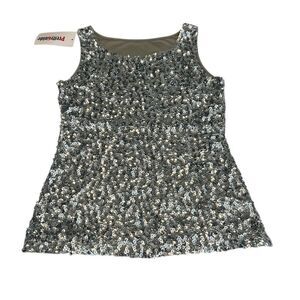 NWT Pretty Guide size large silver sequin tank top perfect to dress up or down